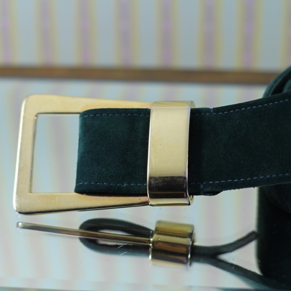 Vintage Suede Leather Gorgeous Green Bag - Picture 12 of 13